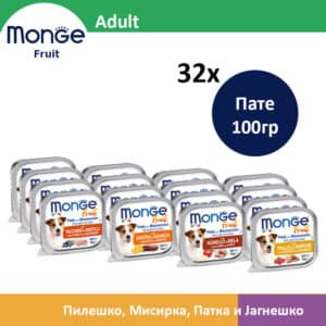 Monge Fruit Влажна храна за кучиња месен микс СЕТ 32х [Паштета 100гр]