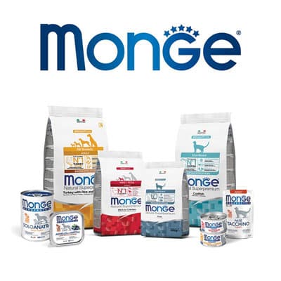 Слика со производи од програмата на Monge кои може да ги најдете на markas.mk on-line pet shop.